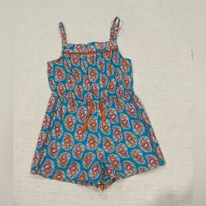 Mini Boden Girls Woven Holiday Playsuit in Azure Blue Paisley pattern Size 5-6Y